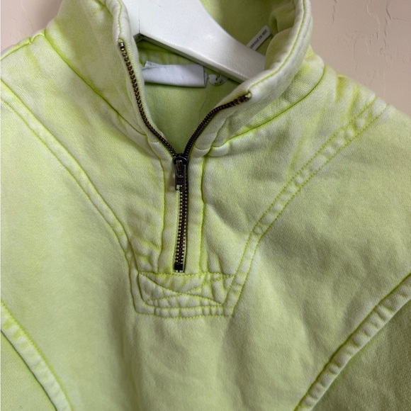 Urban Outfitters Women Out from Under Cropped Half Zip Lime Green Pullover Med - Picture 6 of 9